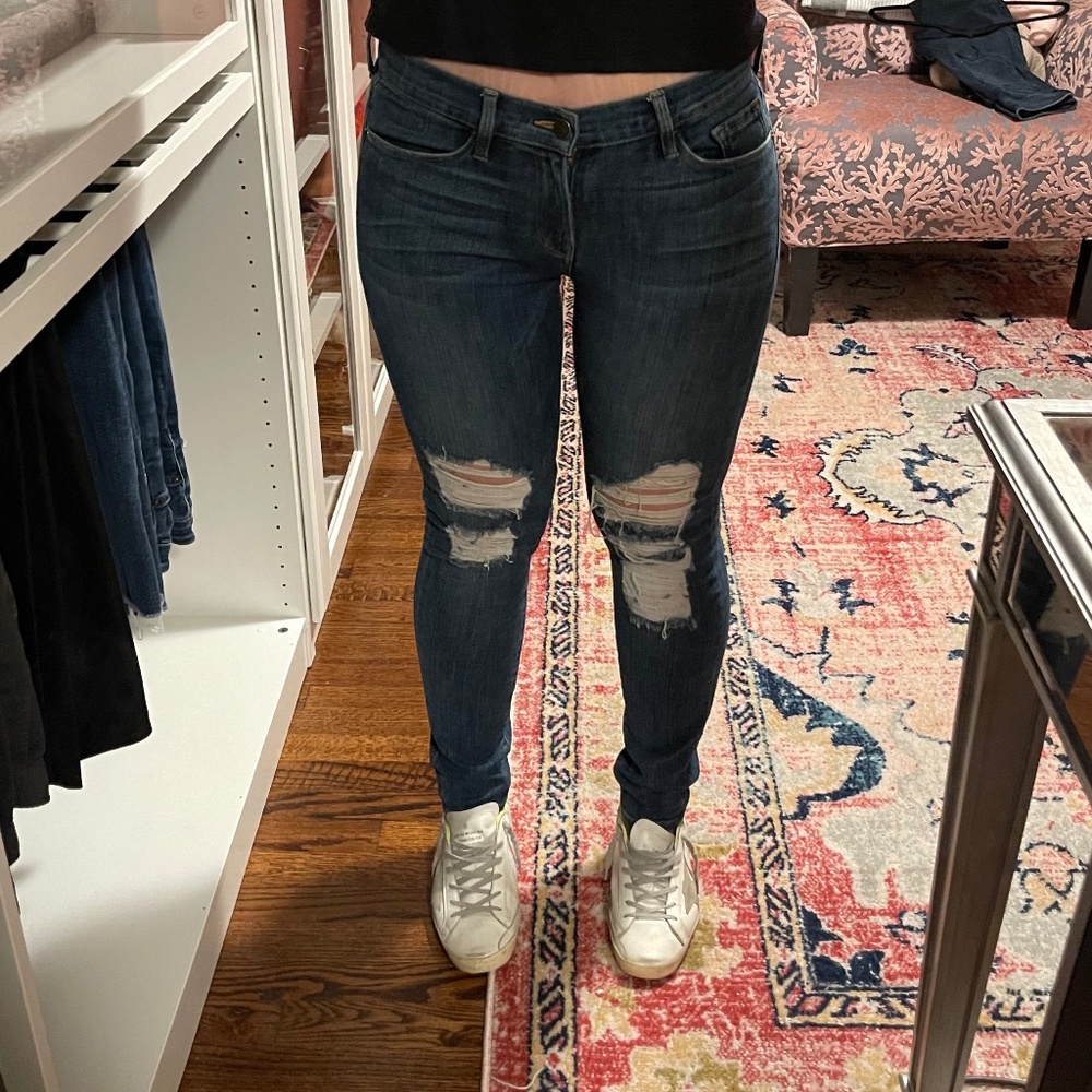 Frame Blue Mid-Rise Skinny Leg Jeans